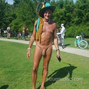 A dude in a costume outside